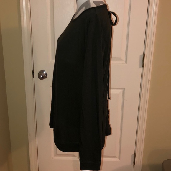 Women's Olive Green Staccato Alberta Lace Up Back Knit Top - Size XL - Picture 4 of 7